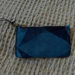 Denim patchwork pattern leather wallet